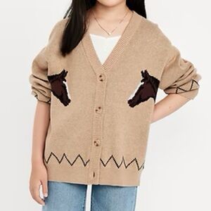 Old Navy Tan Horse Graphic Sweater